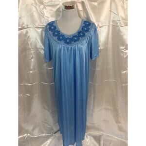 Lati Fashion Women Short Sleeve Blue Nightgown Size Medium